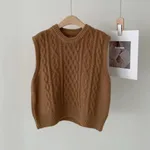 Women's Heavy Industry Retro Knitted Vest - Camel