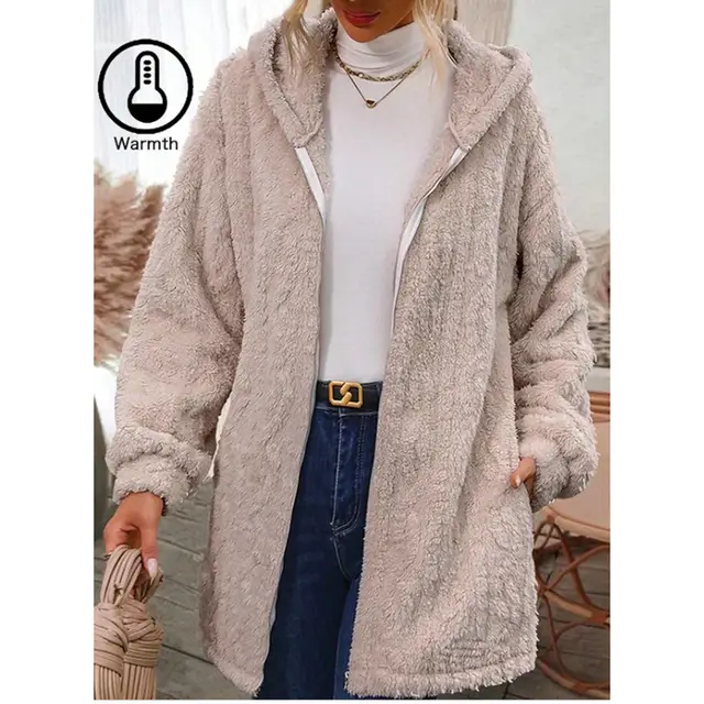 Hooded Long Sleeve Coat Top Women's Cardigan Linen Color - Shop at LoveMi