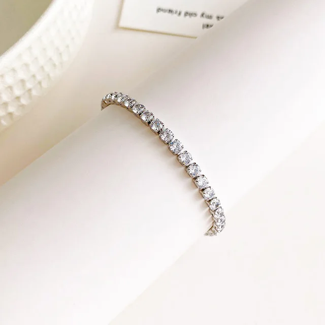 New Full Diamond Bracelet Female Temperament Couple Bracelet Steel Color - Shop at LoveMi