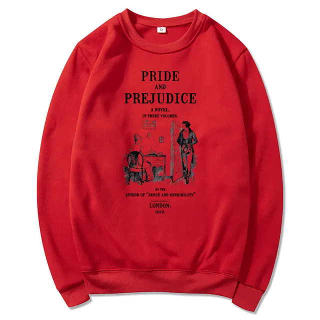 Pride And Prejudice Sweatshirt Jane Austen Hoodie Literary B Red - Shop at LoveMi