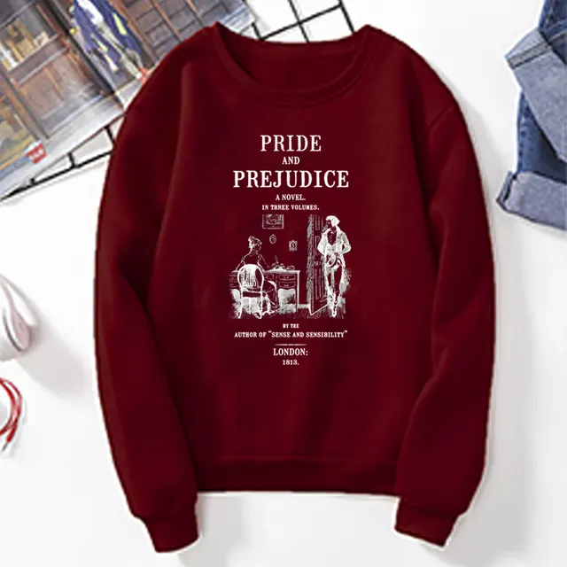 Pride And Prejudice Sweatshirt Jane Austen Hoodie Literary B Winered - Shop at LoveMi