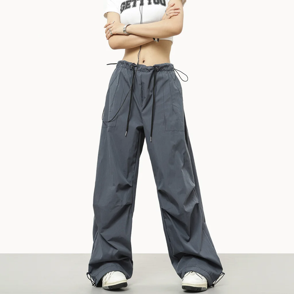 Drawstring Elastic Waist Casual Charging Sports Trousers - Gray