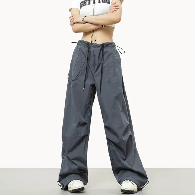 Drawstring Elastic Waist Casual Charging Sports Trousers Gray - Shop at LoveMi