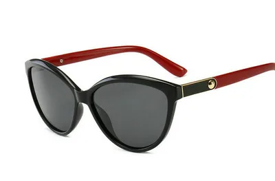 Personality Inlay Leather Polarized Sun Glasses Retro Black, Red And Gray - Shop at LoveMi