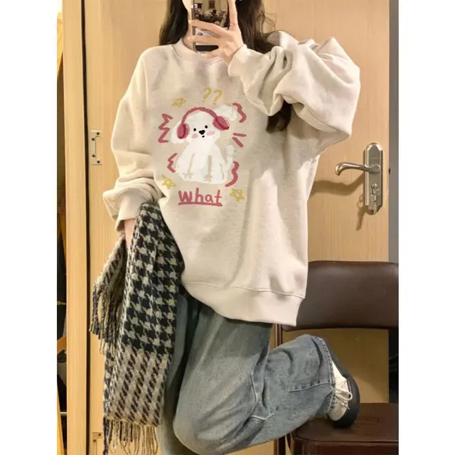 Women's Polyester Pullover Cotton Sweater Greige Thick - Shop at LoveMi