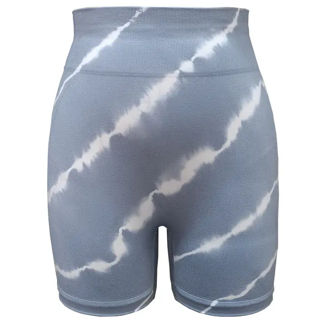 Seamless Tie dye Yoga Pants Women's Summer High Waist Leggings Gray Blue And White Stripes - Shop at LoveMi
