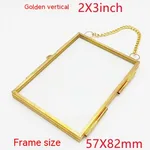 Vintage Photo Frame Mini Hanging Chain Dry Flower Glass - Golden Vertical 2X3