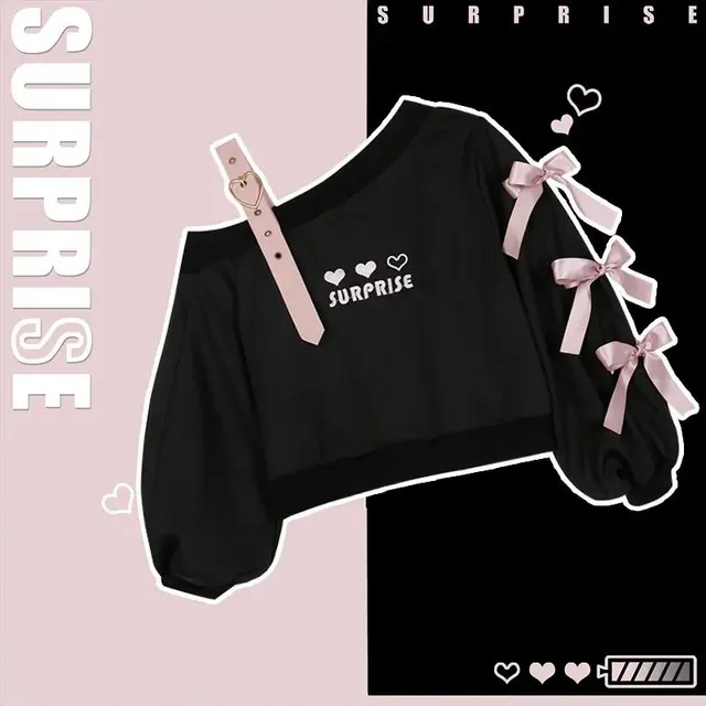 Loli Bowtie Off Shoulder Sweater Black - Shop at LoveMi