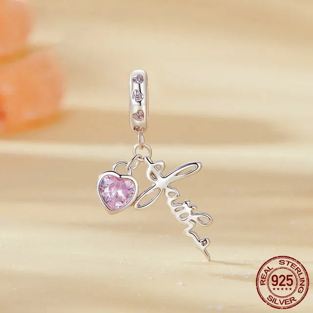 Retro Style Faith Pendant S925 Sterling Silver White Gold Plated Beaded Loose Beads Scc2674 - Shop at LoveMi