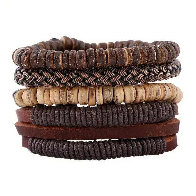 European And American Simple Retro Set Bracelet Diy Weaving Brown - Shop at LoveMi