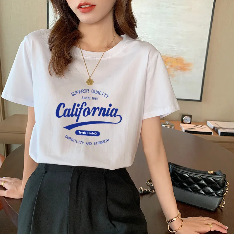 Women's Cotton Short sleeved T shirt European Style Letters Xl - Shop at LoveMi