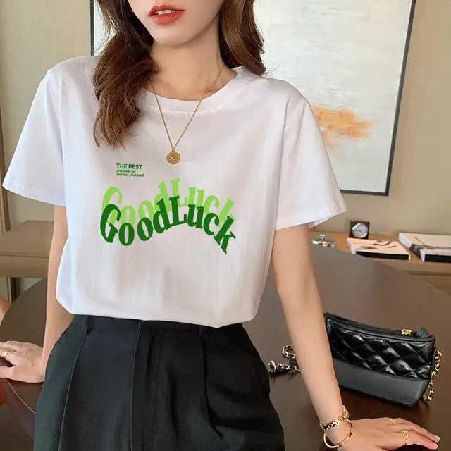 Women's Cotton Short sleeved T shirt Ghost Letters - Shop at LoveMi
