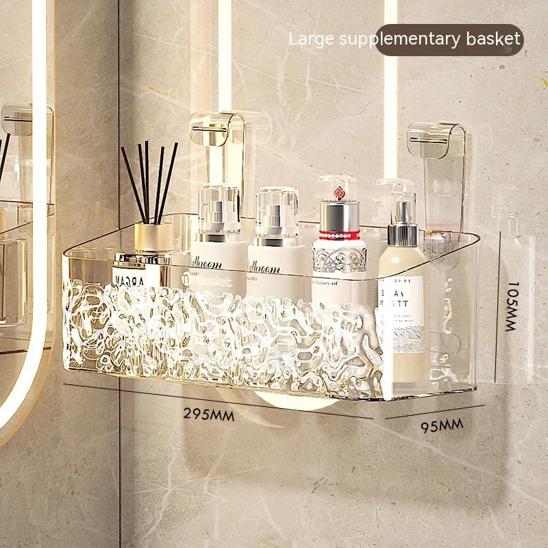 Toilet Rack Punch free Bathroom Hanging Basket Wall Large Supplementary Basket - Shop at LoveMi