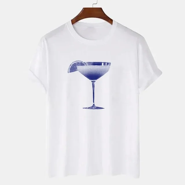 Summer Women's Cotton T shirt Cocktail Glass White - Shop at LoveMi