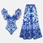 Fashion Trend Women's Printed Wear One-piece Suit Swimsuit - Blue