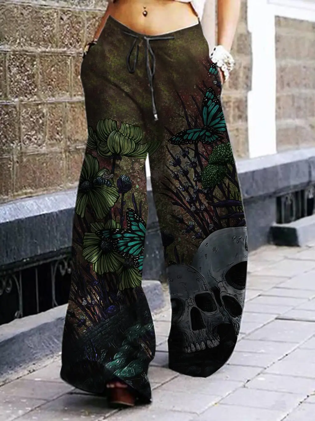 Summer Dark Rock Style Straight High Waist 3D Skull Overalls - 3 Colors