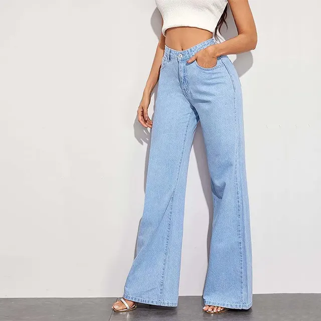 Women's High Waist Wide Leg Jeans Summer Light Blue - Shop at LoveMi