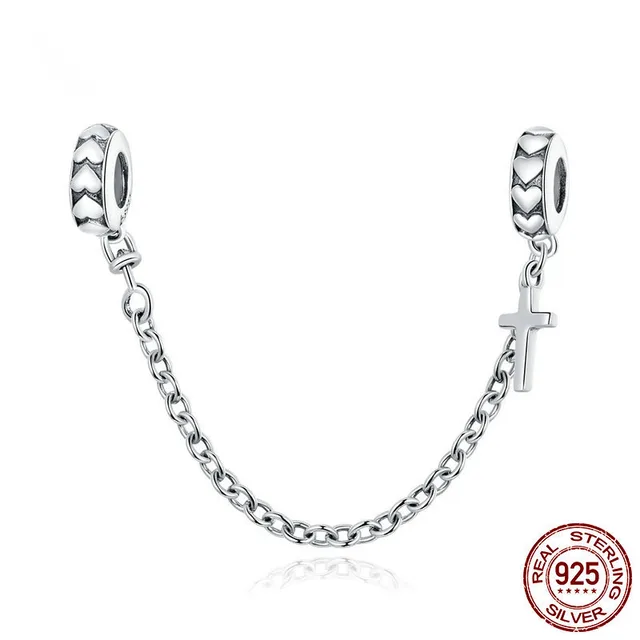 Sterling Silver Simple Cross Safety Chain Fashion S925diy Bracelet Silver Bsc362 - Shop at LoveMi