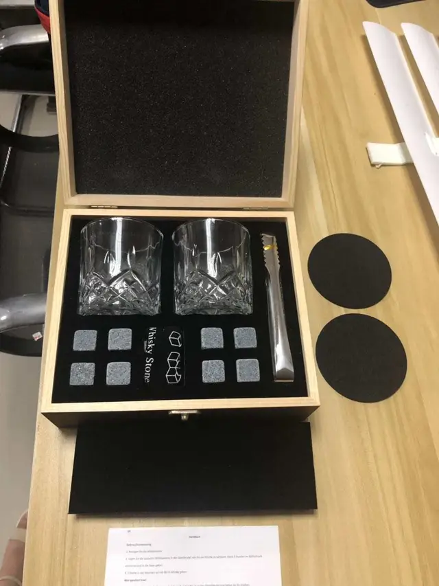 Whisky Stone Whisky Stones Glass Wooden Gift Box Straight Cup Blackstone - Shop at LoveMi
