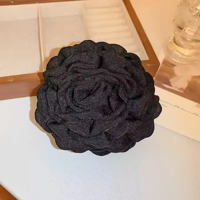 Flower Female Simple Graceful Barrettes Black - Shop at LoveMi