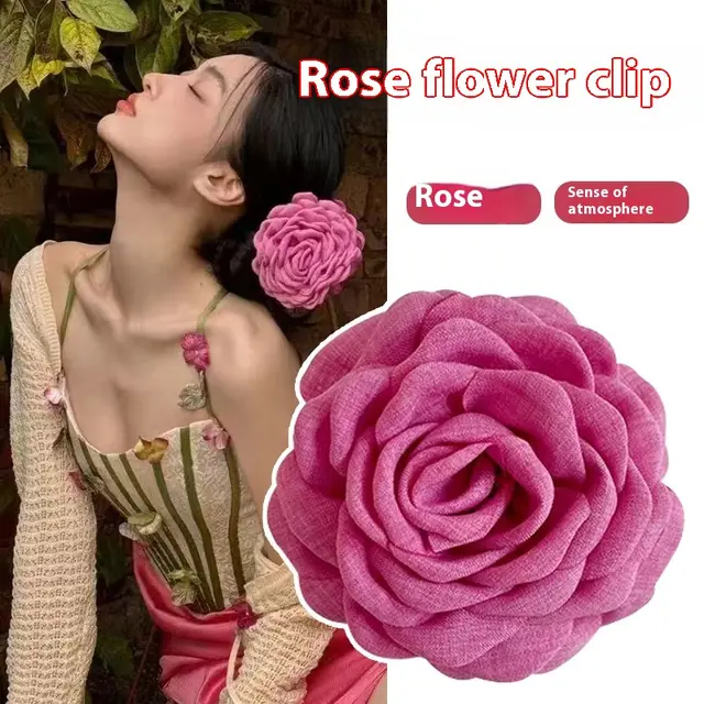 Flower Female Simple Graceful Barrettes Rose Red - Shop at LoveMi
