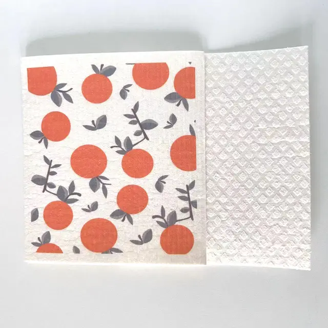 Household Wood Pulp Cotton Cleaning Cloth And Dishwashing Orange 1 - Shop at LoveMi