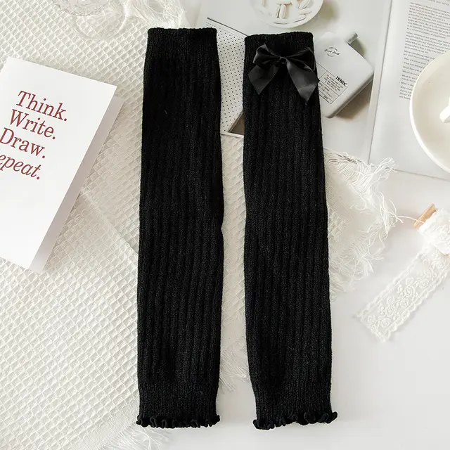 Cute Bow Solid Color Foot Sock Vertical Bow Black - Shop at LoveMi