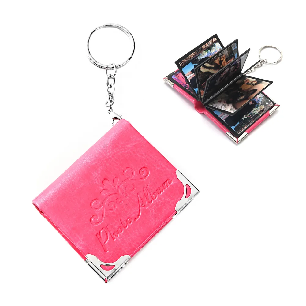 Mini Leather Photo Keychain Pendant Rose Ribbon - Shop at LoveMi
