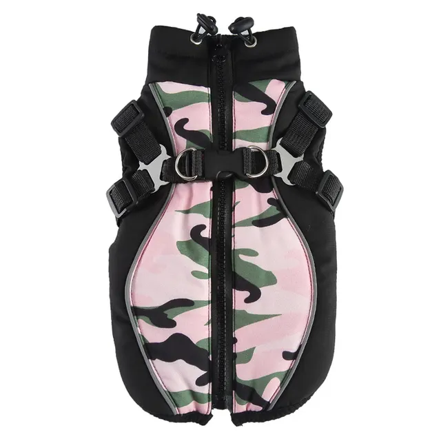 Pet Supplies Dog Breast Collar Winter Clothing Cotton Coat Chest And Back Traction Dz254 Pink Camouflage - Shop at LoveMi