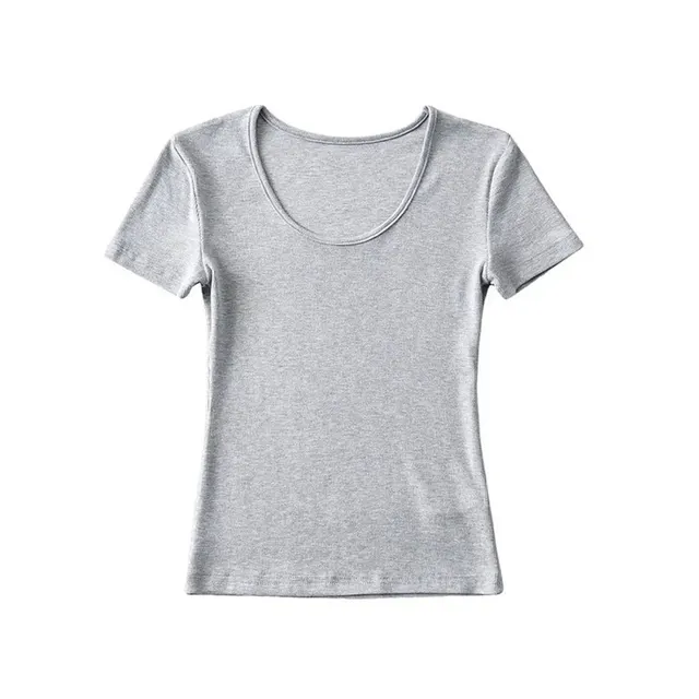 Women's Solid Color Round Neck Pullover Short Sleeve T shirt 194 Light Gray - Shop at LoveMi