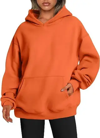 Women's Hoodies With Pockets Fashion Solid Sweatshirt Oversized Hooded Sweater Womens Clothing - Orange - View 1