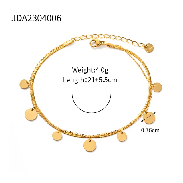 Women's Retro Stainless Steel Double layer Circular Ankle Chain Jda2304006 - Shop at LoveMi