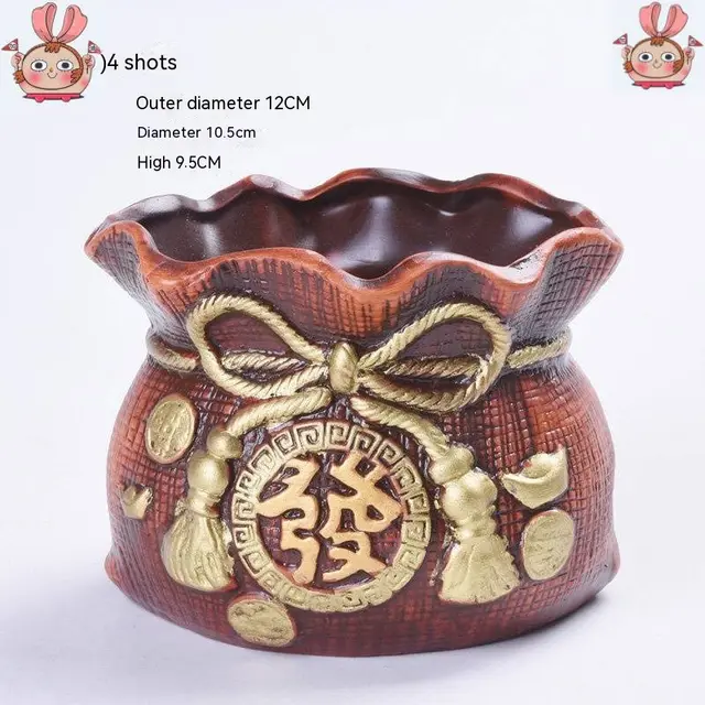 Retro Pachira Macrocarpa Small Banyan Tree Coconut Ganoderma Creative Indoor Greenery Ceramic Clay Flower Pot Cloth Bag Hair - Shop at LoveMi
