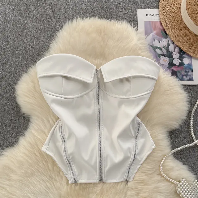 Retro Biker's Style Tube Top White - Shop at LoveMi