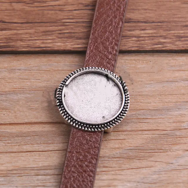 Simple Fashion Bracelet PU Leather Alloy Base Support Buckle 18mm DIY Bracelet Brown - Shop at LoveMi