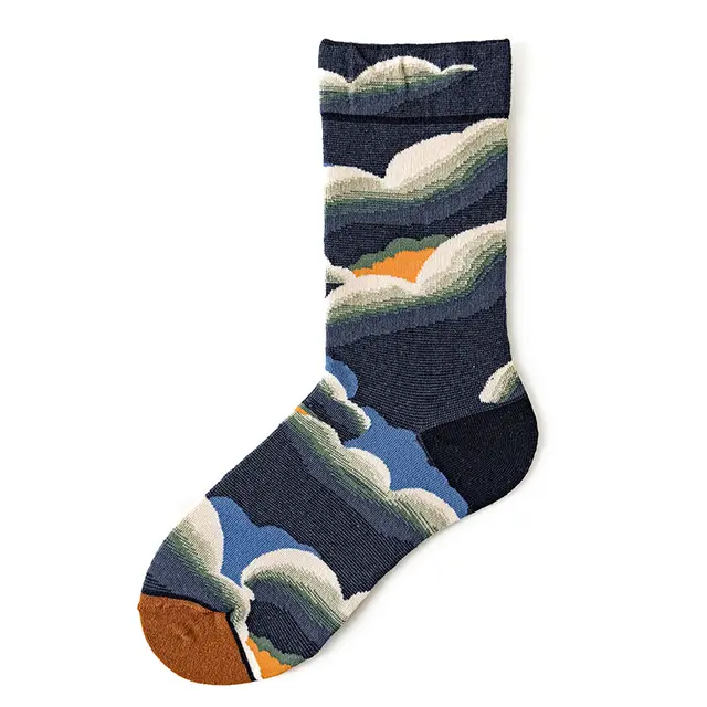Women's Mid calf Autumn And Winter 100 Cotton Socks Sunset - Shop at LoveMi
