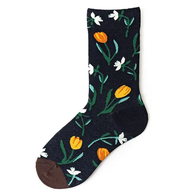 Women's Mid calf Autumn And Winter 100 Cotton Socks Tulip - Shop at LoveMi