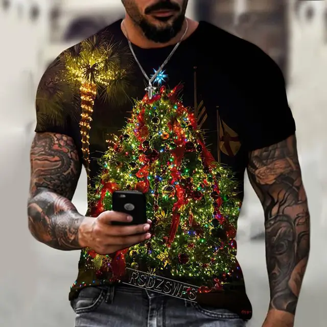 Fashion Christmas Short Sleeve Round Neck A4135 - Shop at LoveMi