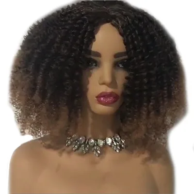 Wig Black Brown African Small Curly Short Curly Hair Synthetic Wigs Black Brown - Shop at LoveMi