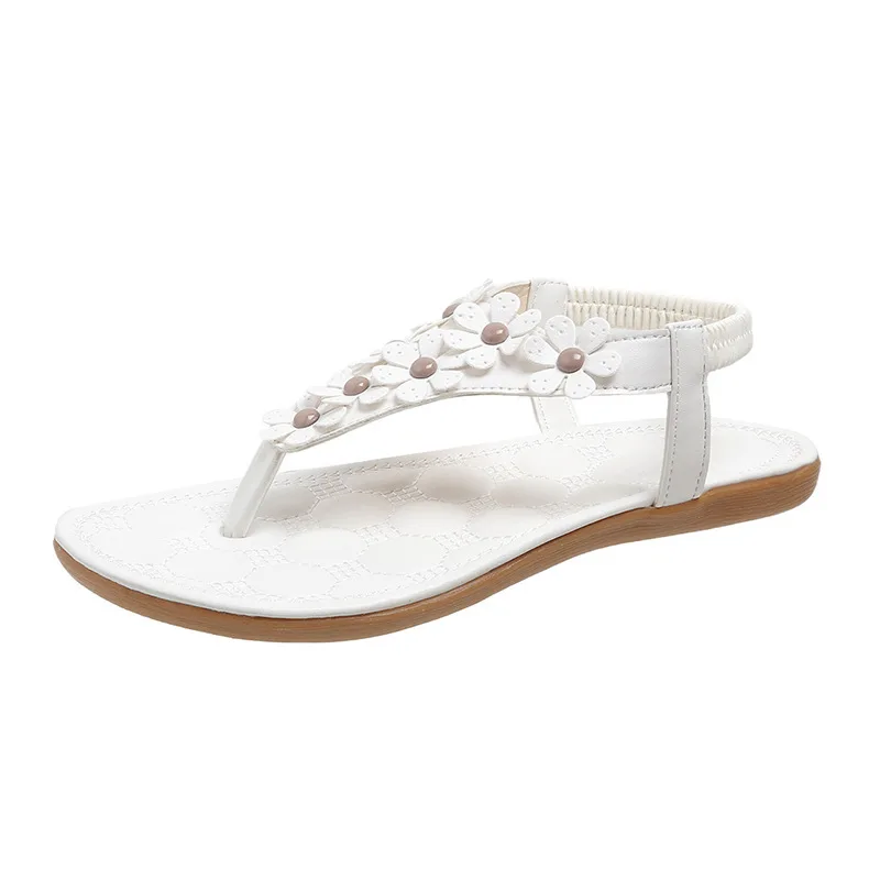 Women's Fashion Solid Color Flat Sandals White - Shop at LoveMi