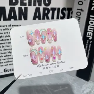 Handmade Wear Armor Ice Transparent Nail Stickers Purple Blush Wearable Nail Sticker - Pink