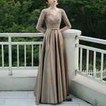 Banquet Party Elegant Evening Dress Women - Brown