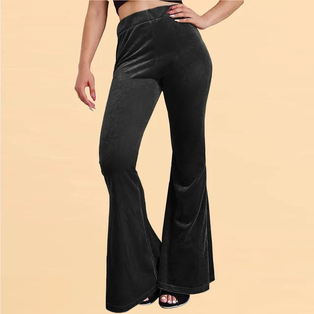 Velvet Bell bottom Pants Casual Women Black - Shop at LoveMi