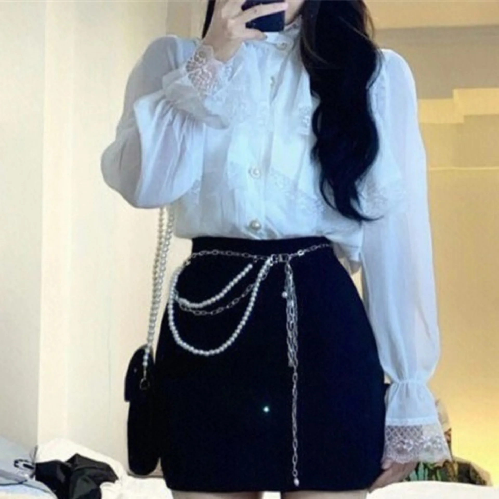 Western Style Ruffled Top For Women - White