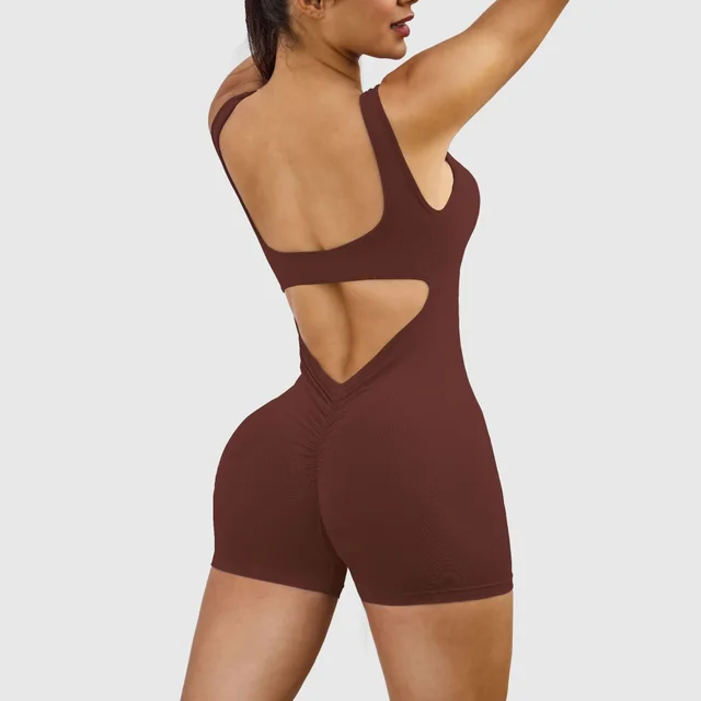 New Yoga Wear Seamless Knitted Shorts Chestnut Brown - Shop at LoveMi