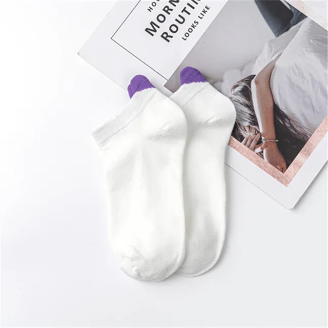 Women's Socks Springsummer Solid Color Korean Style Three dimensional White And Purple - Shop at LoveMi