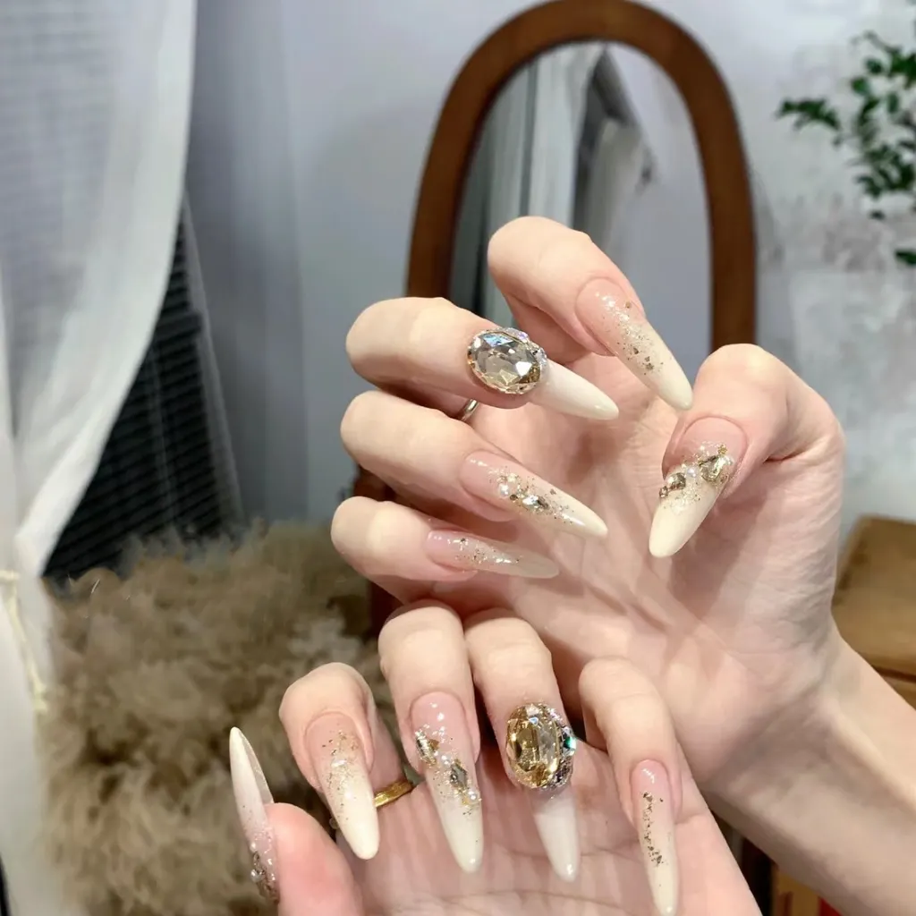Handmade Manicure Wear Nail Cream Champagne Gradient Nail Stickers - Gradient Manicure