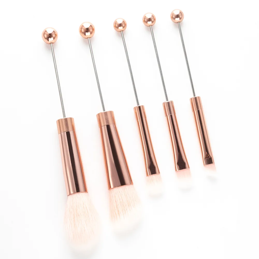 Beaded Makeup Brush With Metal Handle Suit Makeup Tools Rose Gold Handle - Shop at LoveMi