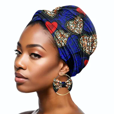 Duplex Printing Batik Headscarf Earrings A647 Hair Band Mask - Shop at LoveMi