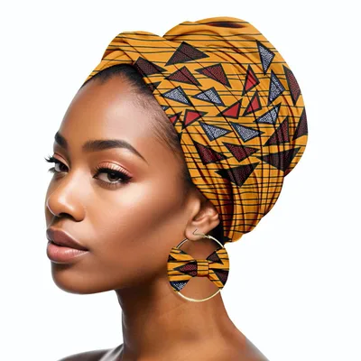 Duplex Printing Batik Headscarf Earrings A649 Hair Band Mask - Shop at LoveMi
